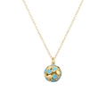 Collier doré avec pendentif sphérique ajouré orné de motifs de cœurs bleus élégants - Bleu (Coeur)