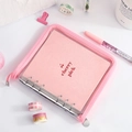 Pink cherry loose-leaf binder journal with PVC zipper case and glitter cherry pattern - Grid Inner Page / Pink