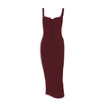 Abito longuette bordeaux attillato con spalline sottili e inserti in pizzo - XS / Borgogna