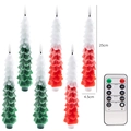 Set of 6 red and green Christmas tree LED candles with multi-function remote control - Gradient Red Green Candle 6PCS Remote