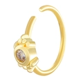 Goldener Katzenpfoten-Nasenring mit funkelndem Zirkonia-Stein im polierten C-Design - Kupfer / Gold (WG-0078)