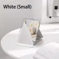 Portable small white folding makeup mirror for desk use with 16.5cm height - Rounded Corner Folding Style / S / Pearl White