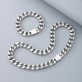 Silbernes 13mm Edelstahl-Panzerketten-Set mit Halskette und Armband für Herren - Armband 21cm / 13mm Stahlfarbe