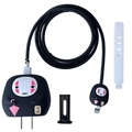 Kaonashi cartoon character charging cable and adapter protector kit with pink umbrella - No Face Man / Five-Piece Set