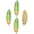 Golden and green enamel leaf charms made of stainless steel for DIY jewelry making - Leaf Style 13 / 20x60mm / Green