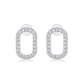 Eleganti orecchini a perno ovali cavi in argento con pavé di zirconi scintillanti - E13227-Ovale cavo con certificato GRA