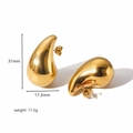 Minimalist large 18k gold plated stainless steel teardrop earrings for women 31mm - Polished Gold