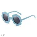 Light blue flower shaped sunglasses for kids with grey lenses for UV protection - Kids / C7 Matte Grey Blue Frame Grey Lens