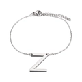 Bracciale in acciaio inossidabile argento lucido con ciondolo lettera Z e chiusura - Stile Lettera Z (KB116094-K)