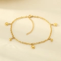 18K gold plated titanium steel anklet featuring sun charms and round golden beads - Sun Ball Charm Style(KJ4334-Z)