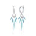 Macro shot of silver spike earrings with micro-set turquoise zircon stones on white background - 16-Cyan Zirconia Spike Tassel