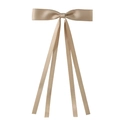 Elegant champagne satin hair clip with long ribbons and smooth bow silk texture - Duckbill Clip-Z206 / Apricot