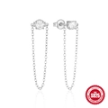 Elegante S925 Sterlingsilber Quastenohrringe mit Zirkonia und hängender Kettengliederung - Runder Zirkonia-Stil (Silber)