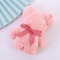 Pink coral fleece bear towel with a checkered bow tie for creative gift ideas - Pink Plaid (35*75)
