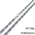 Collier maille marine en acier gris foncé avec fermoir mousqueton 660x5mm 39g - Gris Argent 660x5mm 39g(KN295413-KFC)
