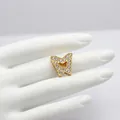 Close-up of gold butterfly charm with sparkling crystals for DIY 10mm slide bracelets - 10MM Gold Rhinestone Butterfly