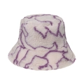 Sombrero de pescador de lana de cordero blanca con ondas púrpuras, accesorio de invierno chic - Morado