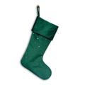 Green velvet Christmas stocking with golden stars and hanging loop on white background - Peacock Green (No Embroidery)