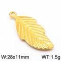 Golden leaf-shaped stainless steel pendant 28x11mm accessory for DIY jewelry making - Small Gold Leaf (KLJ5790-Z)