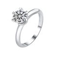 Classic silver ring featuring 1 carat round-cut moissanite in a 6-prong crown setting - Adjustable Open / 2-carat Premium White Moissanite (gra Certificate)