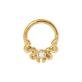 Golden stainless steel hinged nose ring featuring a coiled snake design with clear zircon - 1.2x8mm / Gold Snake