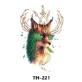 Colorful waterproof tattoo sticker featuring a fox with crown mask, model TH-221 - Th-221 / 210*148mm