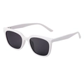 Modern white cat-eye sunglasses with dark grey lenses in a stylish oversized square frame - C10-Bright White Frame Grey Lens
