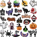 Set of 25 Halloween embroidered patches featuring pumpkin, ghost, and bat designs - Set of 27pcs Set A