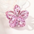 Detail view of the pink metallic frangipani flower hair claw clip with glossy finish - 7.5cm Hollow Frangipani / Pink Purple