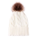 Detalle de textura de punto de ochos y pompón en contraste en gorro blanco - Talla única / Blanco