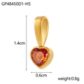 Golden heart pendant featuring a vibrant orange-red zircon stone for DIY jewelry - Heart - Orange Red