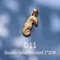 Double-sided seahorse pendant in 18K gold plated titanium steel, size 1x2cm - D11 Golden Seahorse