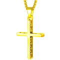 Vintage gold stainless steel cross necklace with embossed pendant and box chain - Gold Cross + Electroplated Chain