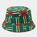 Dettaglio del motivo bandiera Dominica su cappello pescatore verde reversibile con pappagallo - M (56-58cm) / Motivo Pappagallo di Dominica (Colore #23)