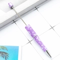 DIY purple plastic beadable pen with Valentine's Day heart patterns and silver metal tip - Valentine's Day Model D-Purple