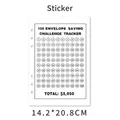 A5 size 100 envelope savings challenge tracker card for 6-ring binders, 5050 dollars goal - Savings Tracker Card / White