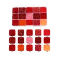 Detail view of 15-grid glass seed bead kit in red gradient shades for DIY jewelry making - 15 Grids/Box / Red Series