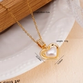 Golden heart necklace with pearl and zircon detail, length 40cm+5cm, 4.5g weight - Gold Pearl Heart