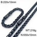 Ensemble de bijoux en chaîne tressée noire exagérée avec fermoir rotatif et maillons - Noir (10mm)