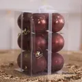 Christmas tree ornaments set of 12 brown baubles 6cm in transparent box with 115g weight - Dark Red