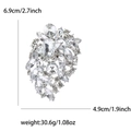 Silver alloy rhinestone brooch with crystal clusters measuring 6.9cm by 4.9cm - Silver