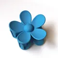 Matte bright blue flower claw clip with six petals for stylish women hair styling - 7cm / Dark Blue