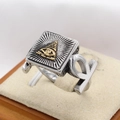 Vintage stainless steel Freemasonry eye ring for men in silver and gold dual tone - US 7 / Gold & Silver