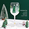 Hand-painted Christmas tree wine glass with snow effects and star base, 450ml capacity - Christmas Tree