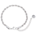 Bracciale a catena a fune in acciaio inossidabile argento con chiusura a moschettone - 4mm / Argento