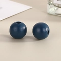 Two 16mm deep blue painted wooden beads with smooth finish and central hole - Denim Blue