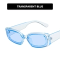 Retro rectangle sunglasses in transparent blue finish with Y2K aesthetic style - Transparent Blue