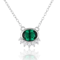 Elegante collana in argento 925 con gemma verde ovale e zirconi bianchi luce - Argento 925 / Argento Verde Zircone