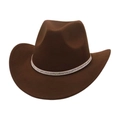 Dark brown wool felt western cowboy hat with sparkling silver rhinestone hatband decoration - Small Wide Rhinestone / Coffee