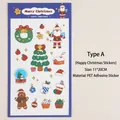 Christmas PET stickers with Santa and tree motifs, clear waterproof 11x20cm sheet - Style A